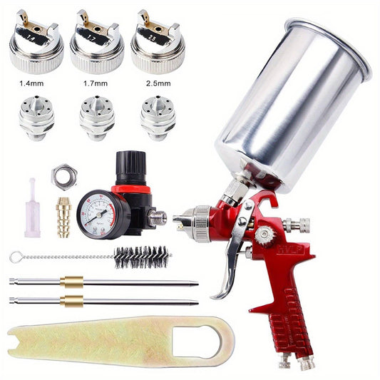 3 Nozzle HVLP Air Spray Gun Kit Auto Paint Car Primer Detail Basecoat Clearcoat