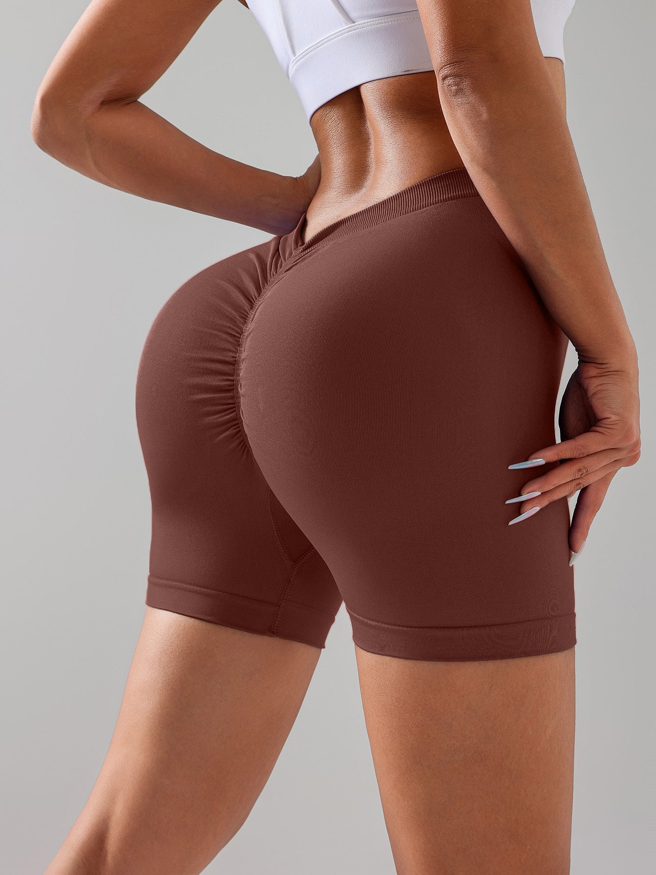 2 Pack Workout Shorts Women Sculpting V-Back Ruched Gym Shorts, Booty Scrunch Butt Lifting  Yoga Deep V Back Shorts, Butt Lifting High Waisted Seamless Shorts